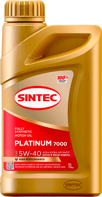 Моторное масло SINTEC PLATINUM 7000 5W-40 1 литр