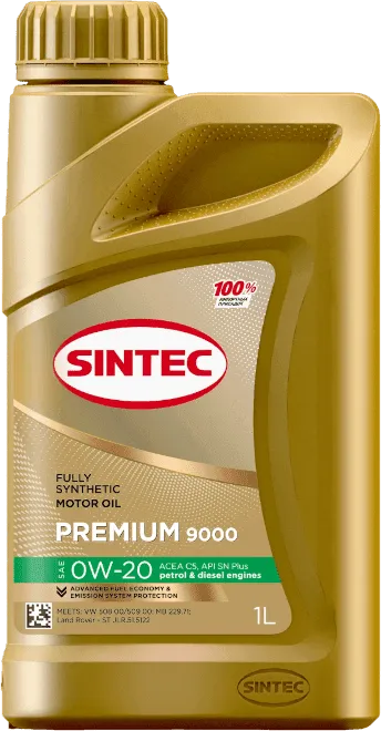 Моторное масло SINTEC Premium 9000 0W-20 1 литр