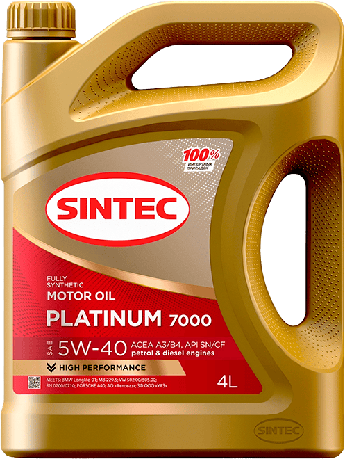 Моторное масло SINTEC PLATINUM 7000 5W-40 4 литра