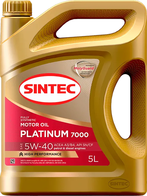 Моторное масло SINTEC PLATINUM 7000 5W-40 5 литров