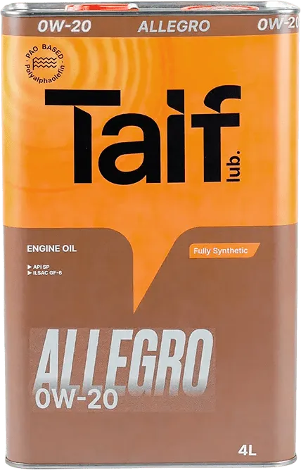 Моторное масло Taif Allegro 0W-20 4 литра Моторное масло Taif Allegro 0W-20 4 литра