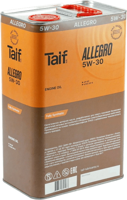 Моторное масло Taif Allegro 5W-30 4 литра