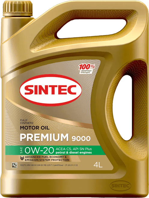 Моторное масло SINTEC Premium 9000 0W-20 4 литра