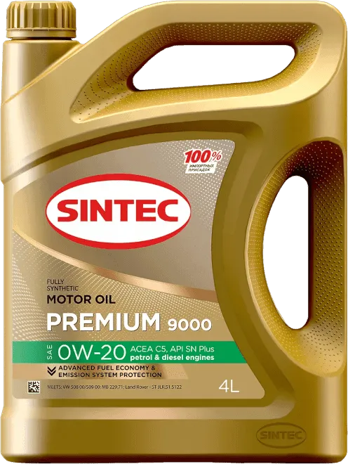 Моторное масло SINTEC Premium 9000 0W-20 4 литра