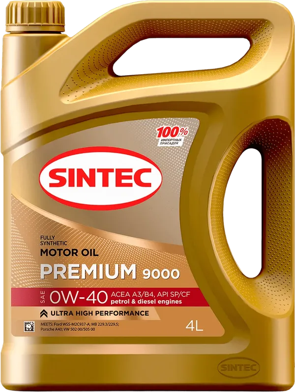 Моторное масло SINTEC Premium 9000 0W-40 4 литра