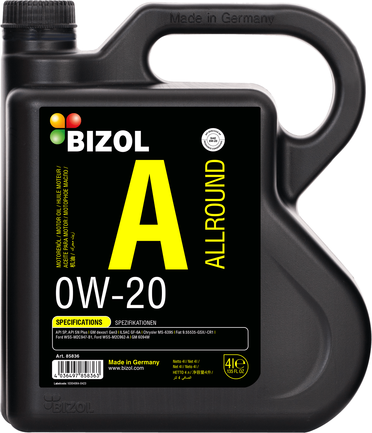 Моторное масло Bizol Allround 0W-20 4 литра