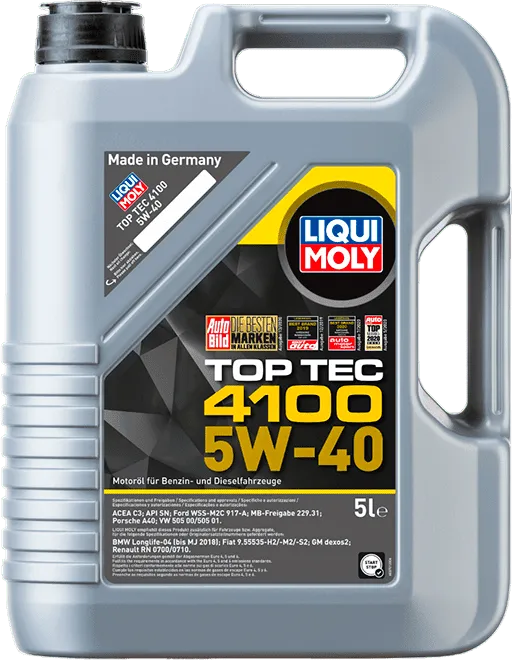 Моторное масло LIQUI MOLY Top Tec 4100 5W-40 5 литров Моторное масло LIQUI MOLY Top Tec 4100 5W-40 5 литров