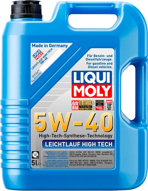 Моторное масло LIQUI MOLY Leichtlauf High Tech 5W-40 5 литров Моторное масло LIQUI MOLY Leichtlauf High Tech 5W-40 5 литров